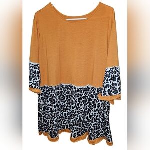 Women's Plus Size 3XL Leopard Animal Print Blouse Shirt Fall Top